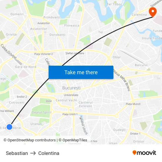 Sebastian to Colentina map