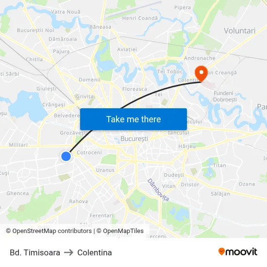 Bd. Timisoara to Colentina map