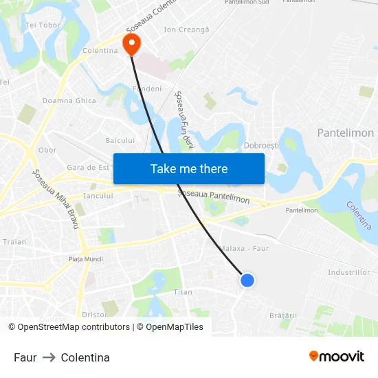 Faur to Colentina map