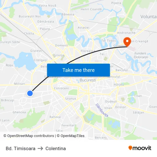 Bd. Timisoara to Colentina map