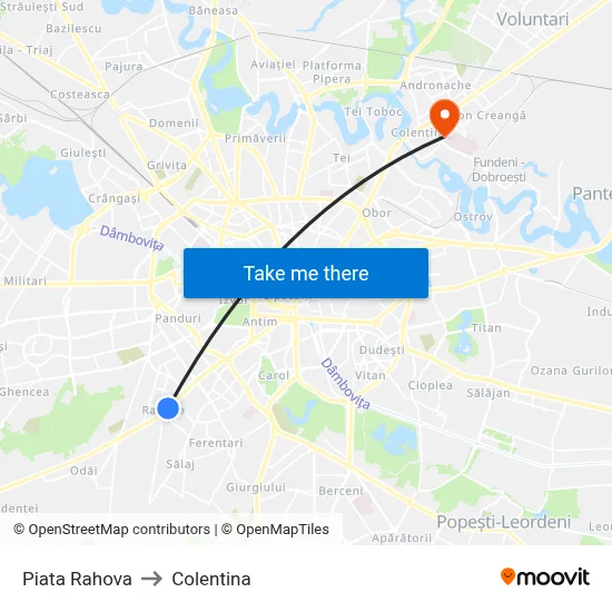 Piata Rahova to Colentina map