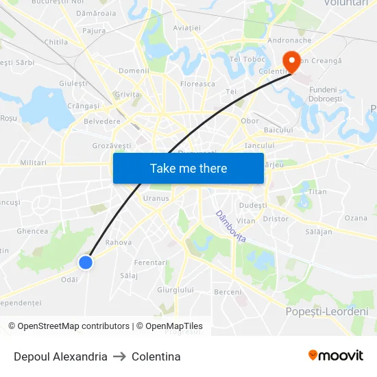 Depoul Alexandria to Colentina map
