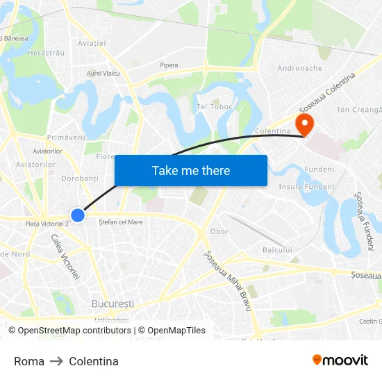 Roma to Colentina map