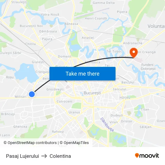 Pasaj Lujerului to Colentina map