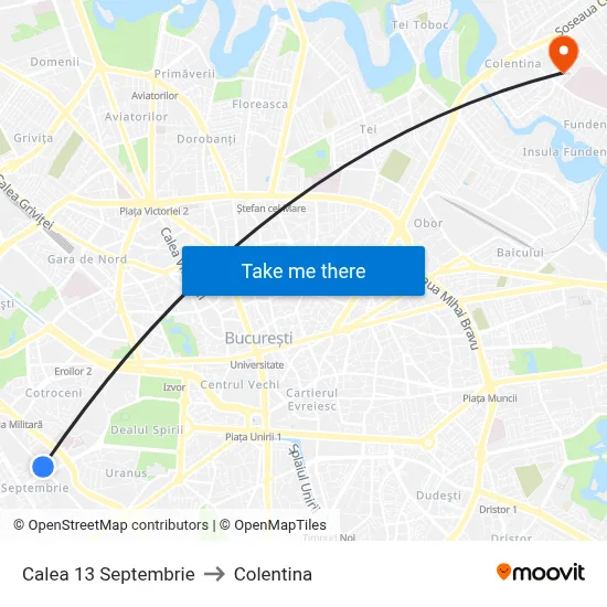 Calea 13 Septembrie to Colentina map