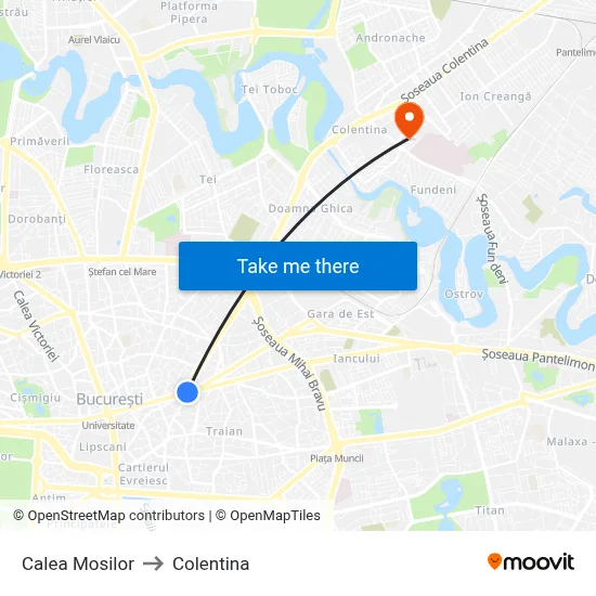 Calea Mosilor to Colentina map