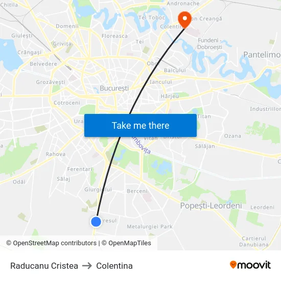 Raducanu Cristea to Colentina map