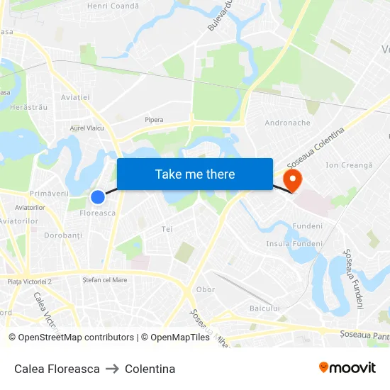 Calea Floreasca to Colentina map
