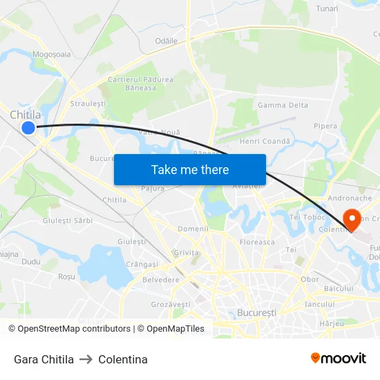 Gara Chitila to Colentina map