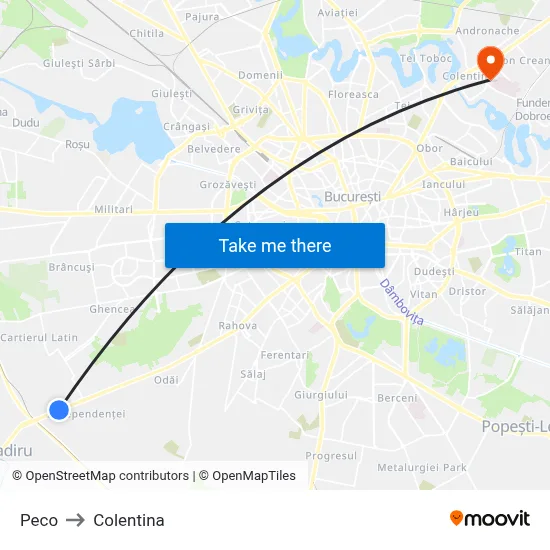 Peco to Colentina map