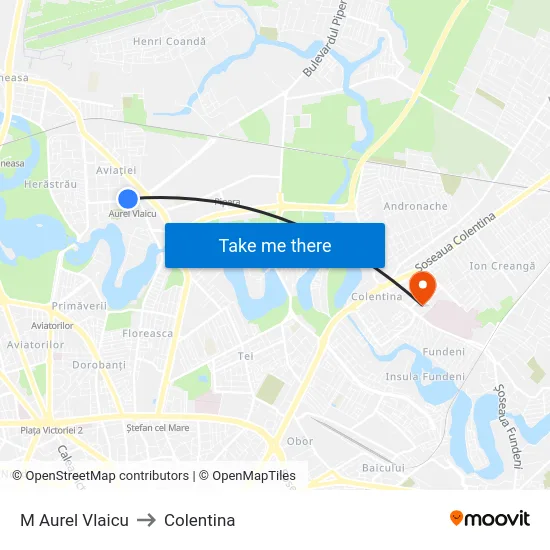 M Aurel Vlaicu to Colentina map