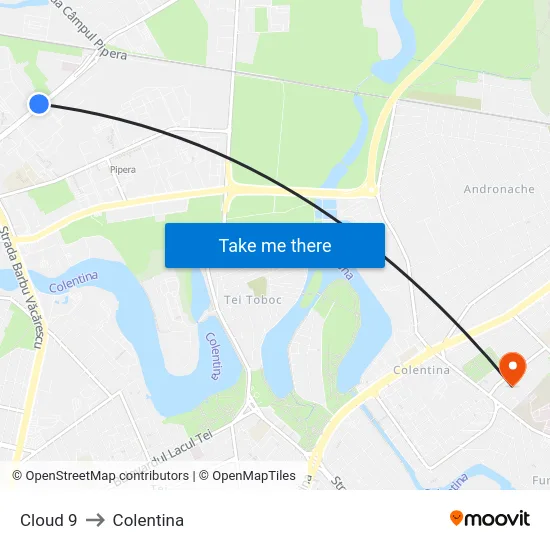Cloud 9 to Colentina map