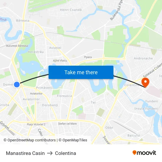 Manastirea Casin to Colentina map