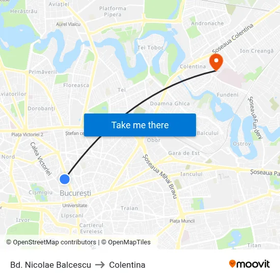 Bd. Nicolae Balcescu to Colentina map
