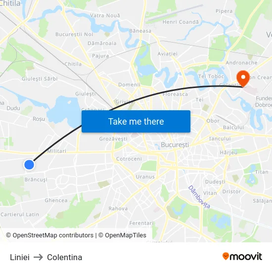 Liniei to Colentina map