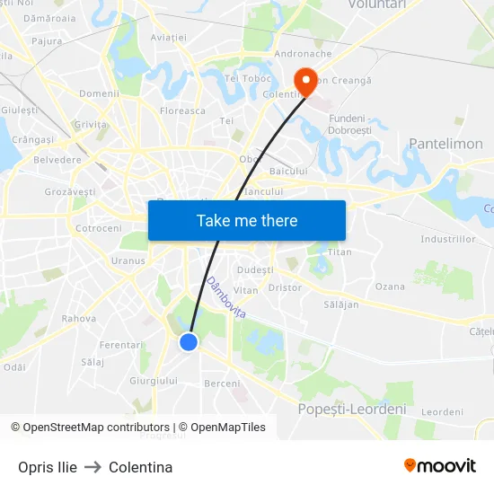 Opris Ilie to Colentina map