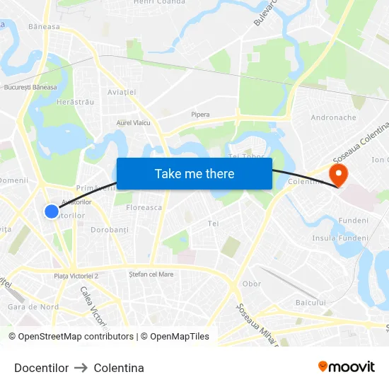 Docentilor to Colentina map