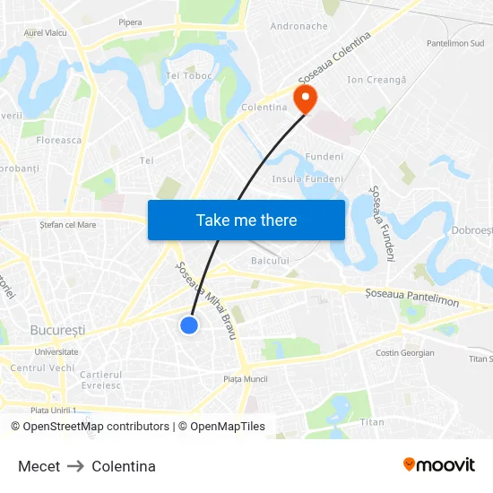 Mecet to Colentina map