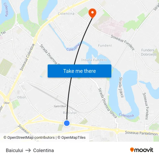 Baicului to Colentina map
