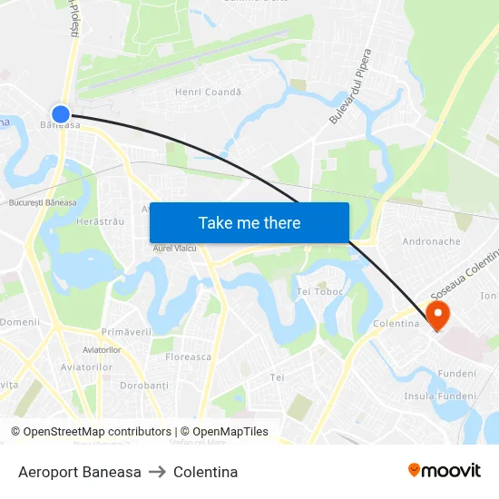 Aeroport Baneasa to Colentina map