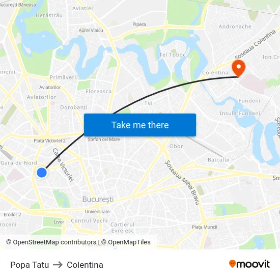 Popa Tatu to Colentina map