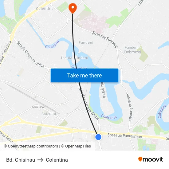 Bd. Chisinau to Colentina map