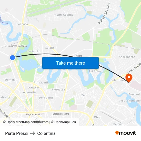 Piata Presei to Colentina map