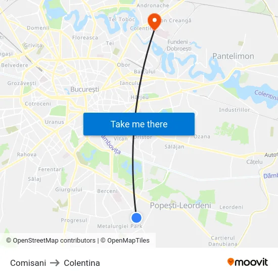 Comisani to Colentina map