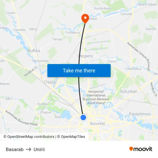 Basarab to Unirii map
