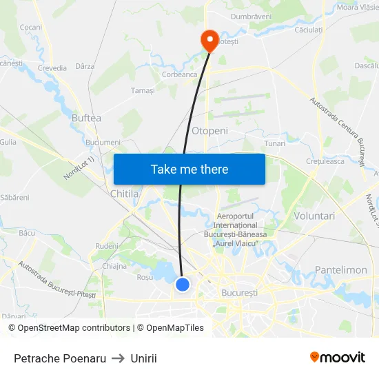 Petrache Poenaru to Unirii map