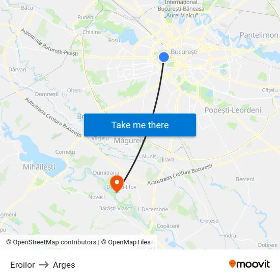 Eroilor to Arges map
