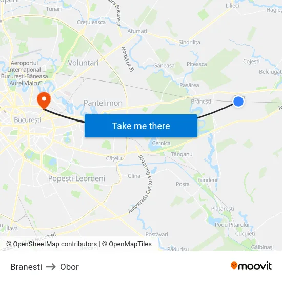 Branesti to Obor map