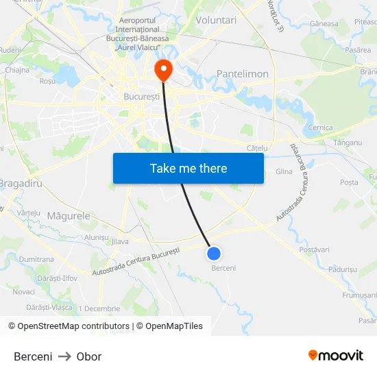 Berceni to Obor map