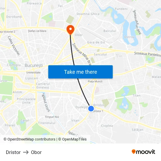 Dristor to Obor map