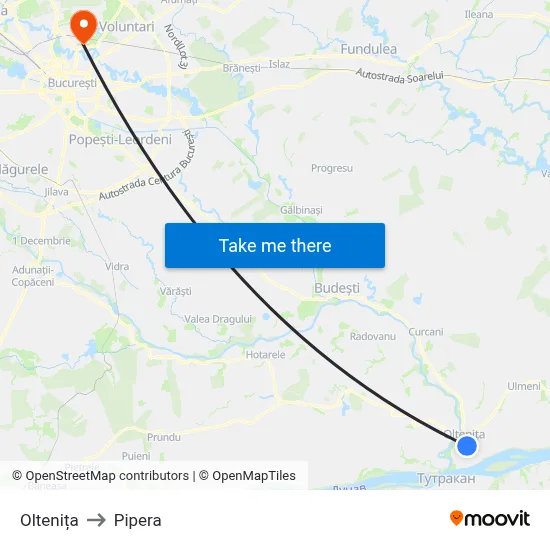 Oltenița to Pipera map