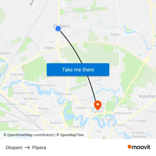 Otopeni to Pipera map