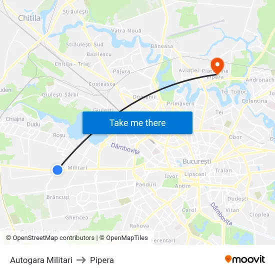 Autogara Militari to Pipera map