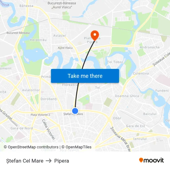 Ștefan Cel Mare to Pipera map