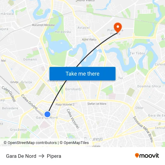 Gara De Nord to Pipera map
