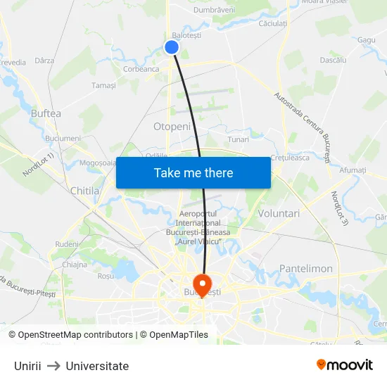 Unirii to Universitate map