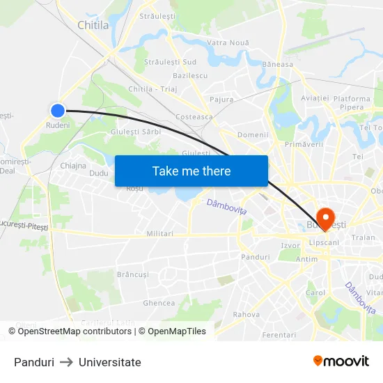 Panduri to Universitate map