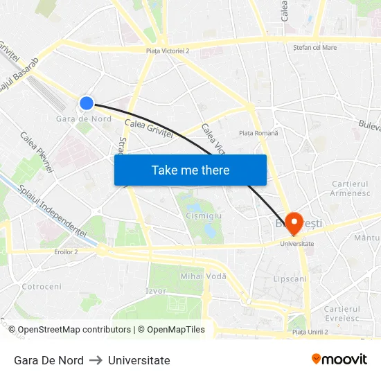 Gara De Nord to Universitate map
