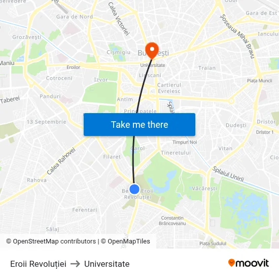 Eroii Revoluției to Universitate map