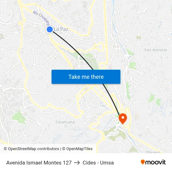 Avenida Ismael Montes 127 to Cides - Umsa map