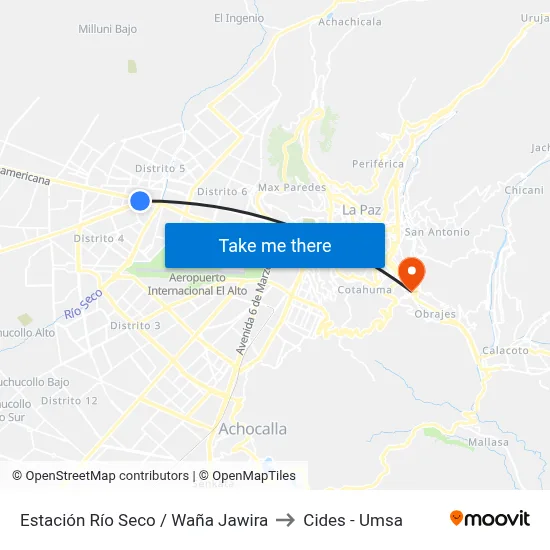 Estación Río Seco / Waña Jawira to Cides - Umsa map