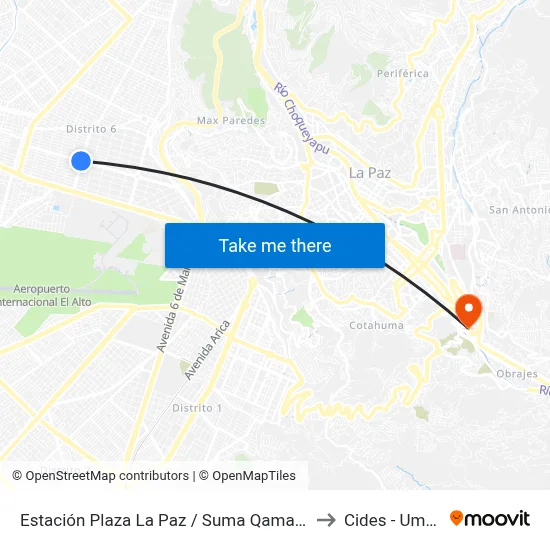 Estación Plaza La Paz / Suma Qamaña to Cides - Umsa map