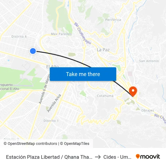 Estación Plaza Libertad / Qhana Thaki to Cides - Umsa map