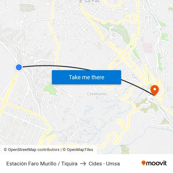 Estación Faro Murillo / Tiquira to Cides - Umsa map