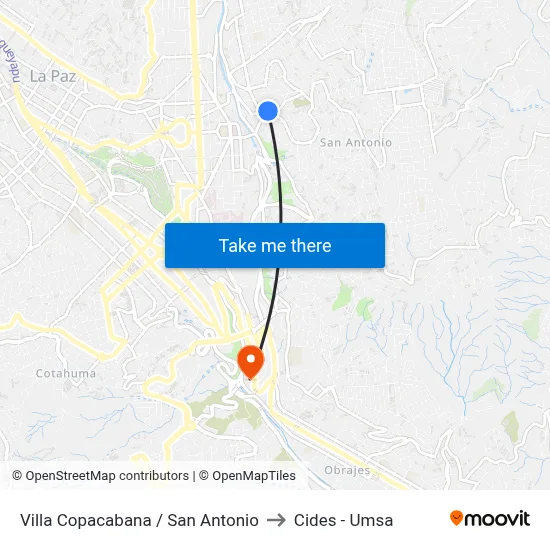 Villa Copacabana / San Antonio to Cides - Umsa map