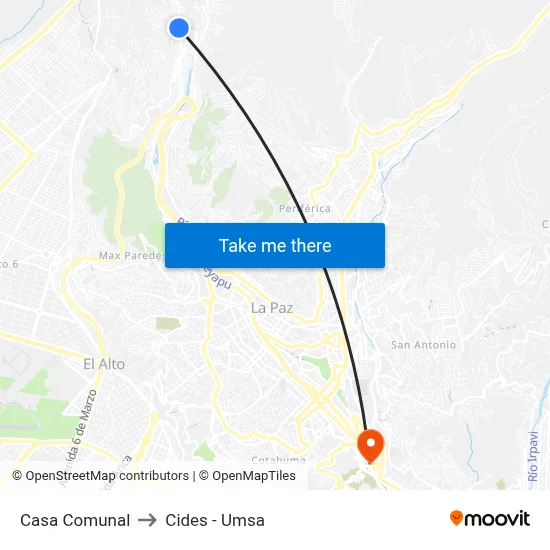 Casa Comunal to Cides - Umsa map